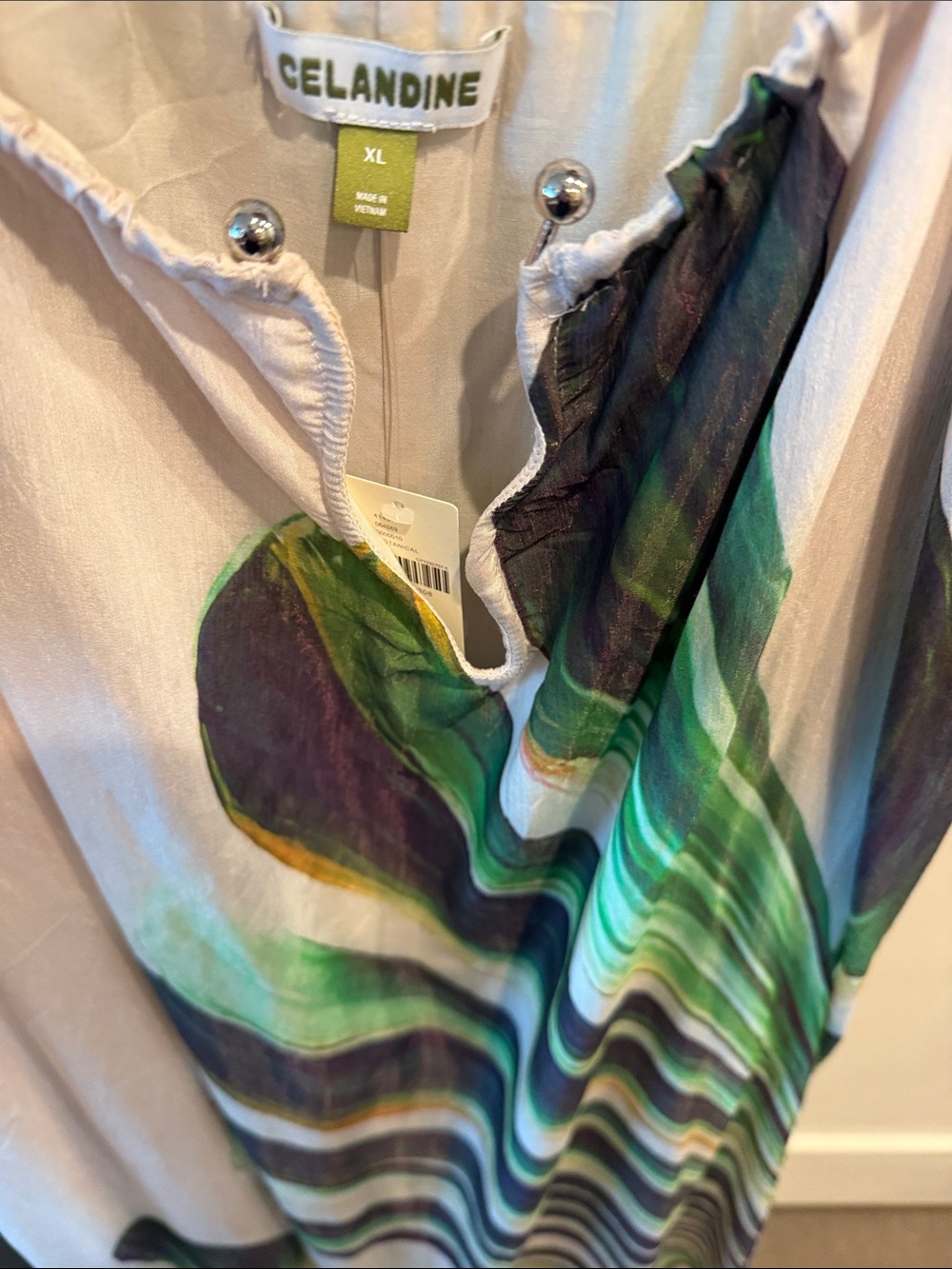Anthropologie Flowing Green & Black Print Maxi Dress - Picture 5 of 7